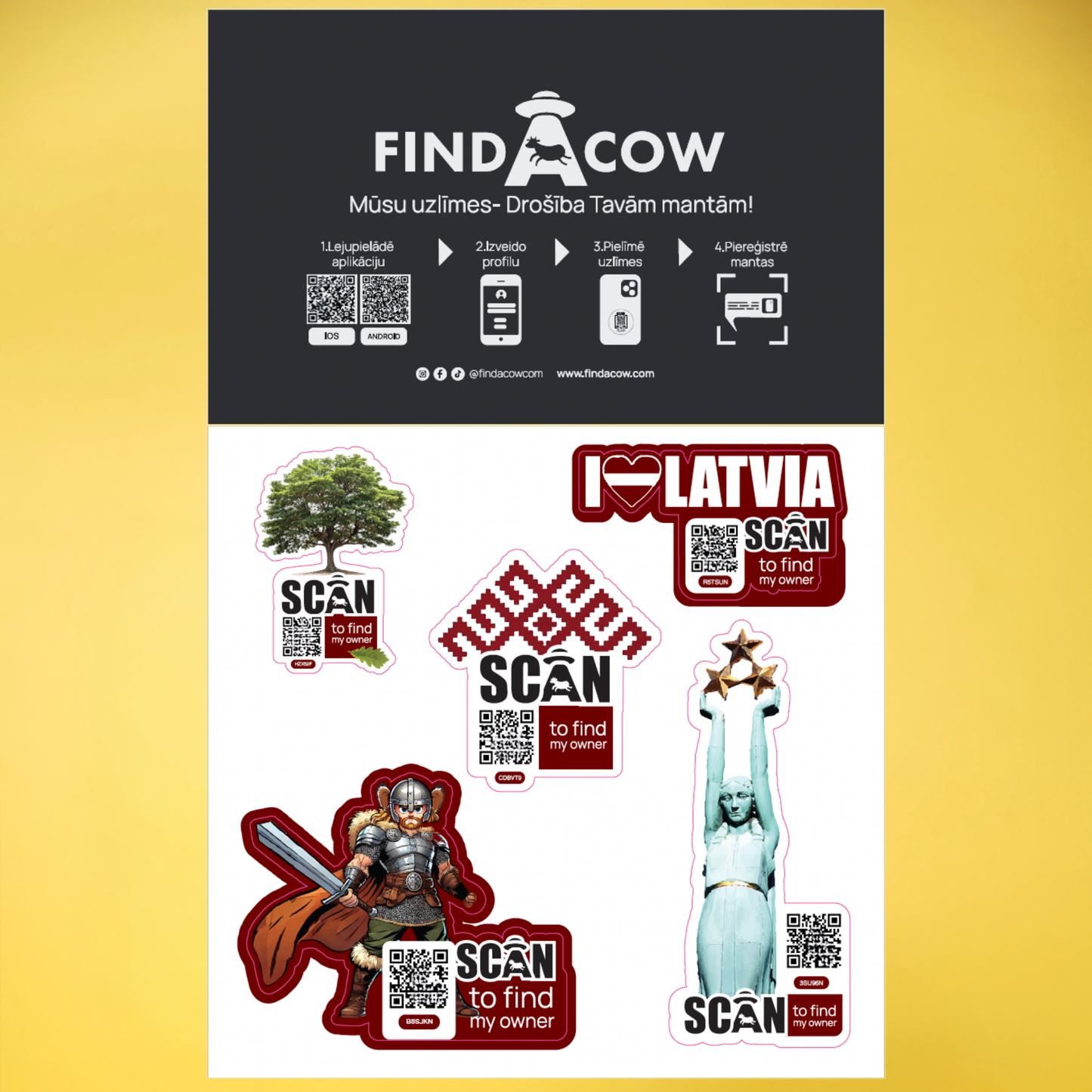5 QR code sticker set (Latvia)